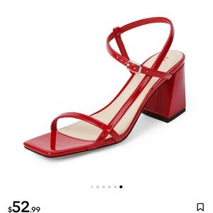 Red Strappy Block Heel Sandals